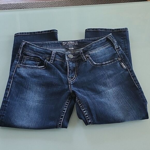Silver  Aiko Kick Flare Capri Jeans - Picture 1 of 9